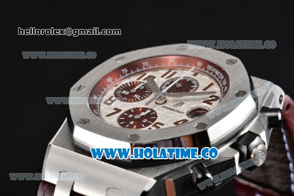 Audemars Piguet Royal Oak Offshore 2014 New Chrono Swiss Valjoux 7750 Automatic Steel Case with White Dial and Red Arabic Numeral Markers - 1:1 Original (J12) - Click Image to Close
